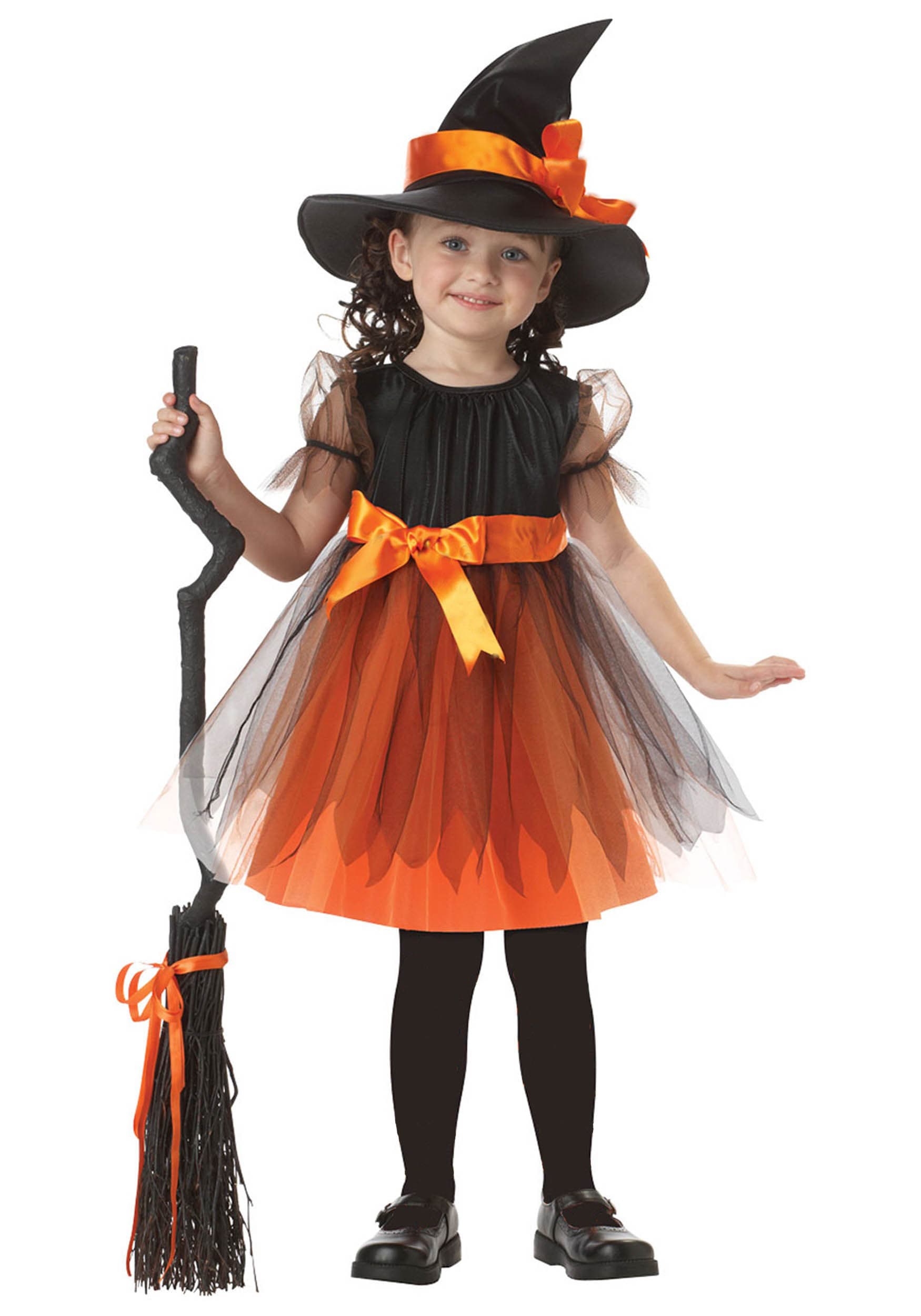 Kids Witch Frock with Hat and Broom Costume