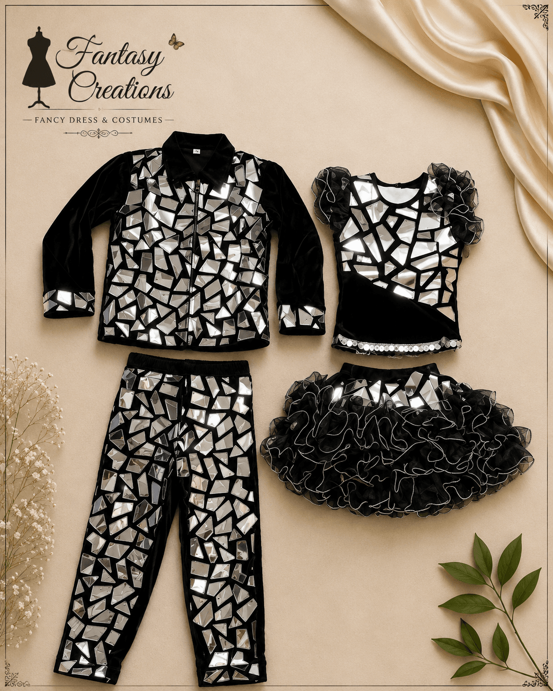 Black And Silver Mirror boy girl dress