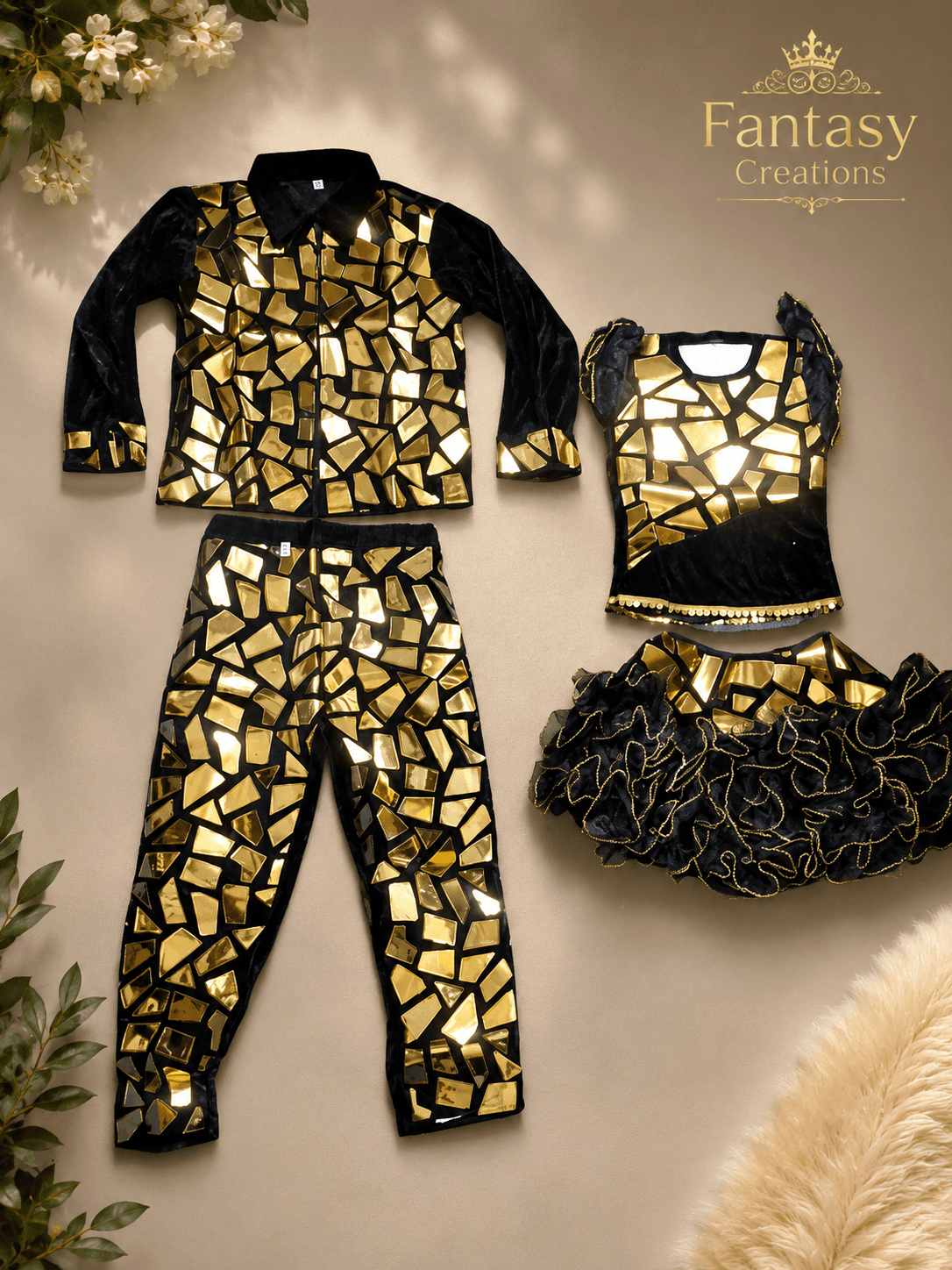 Black Mosaic boy and girl costume