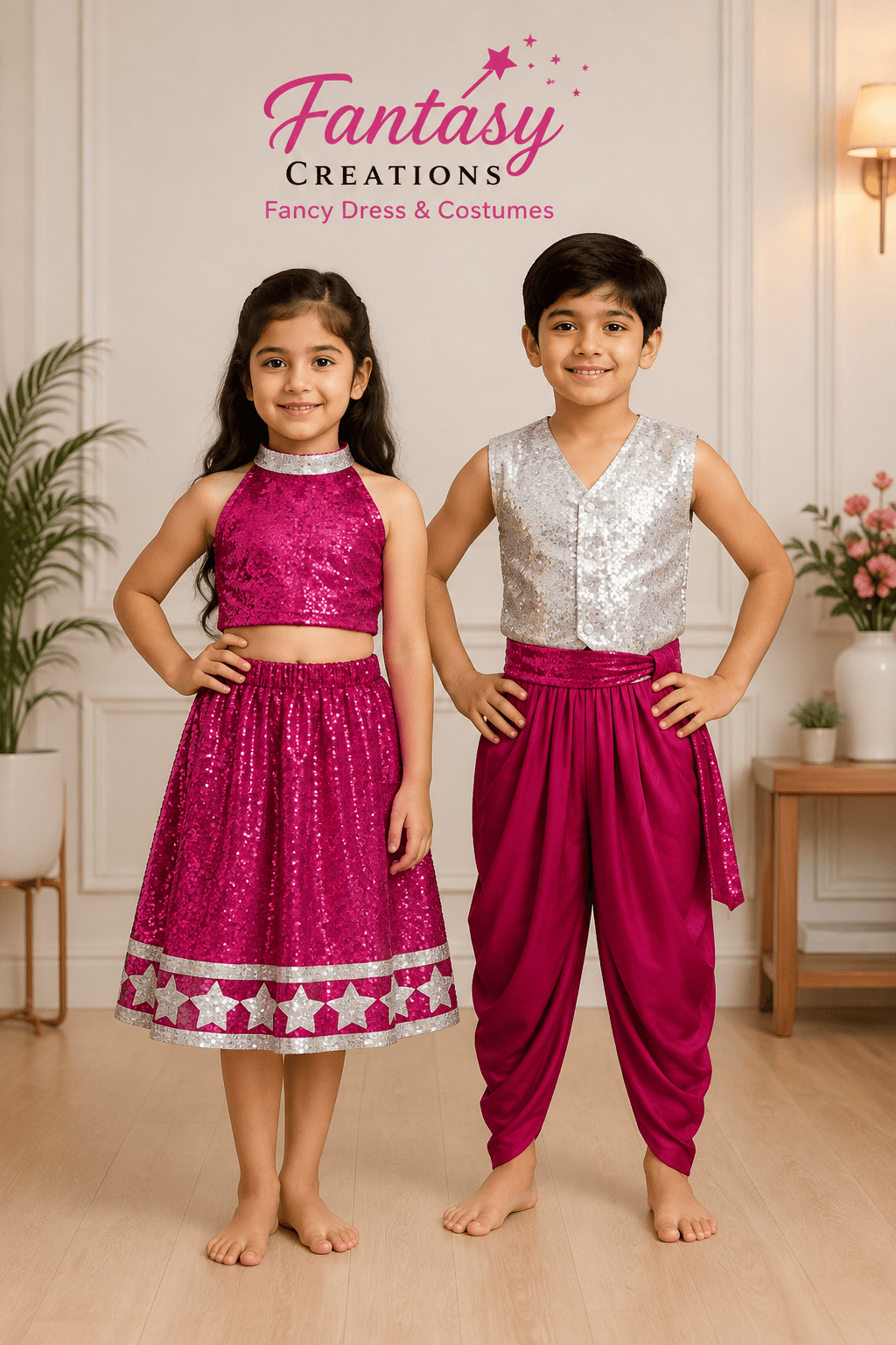 fusion Gujarati Garba girl boy set