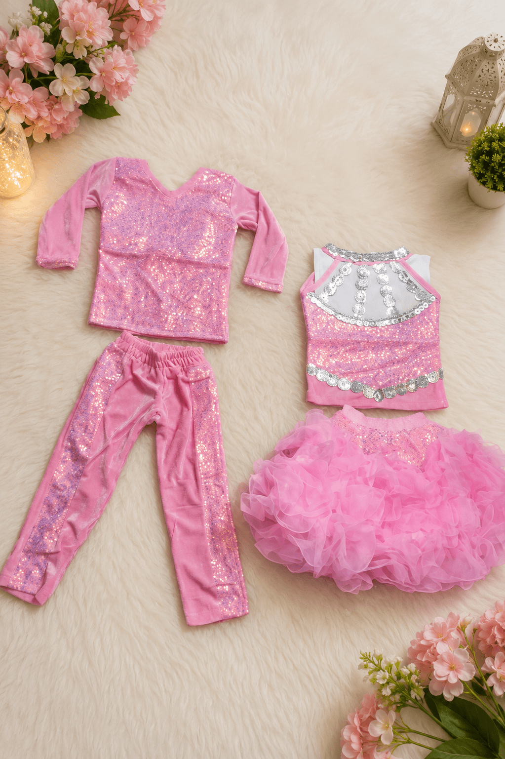 Pink Sequined boy and girl Costume
