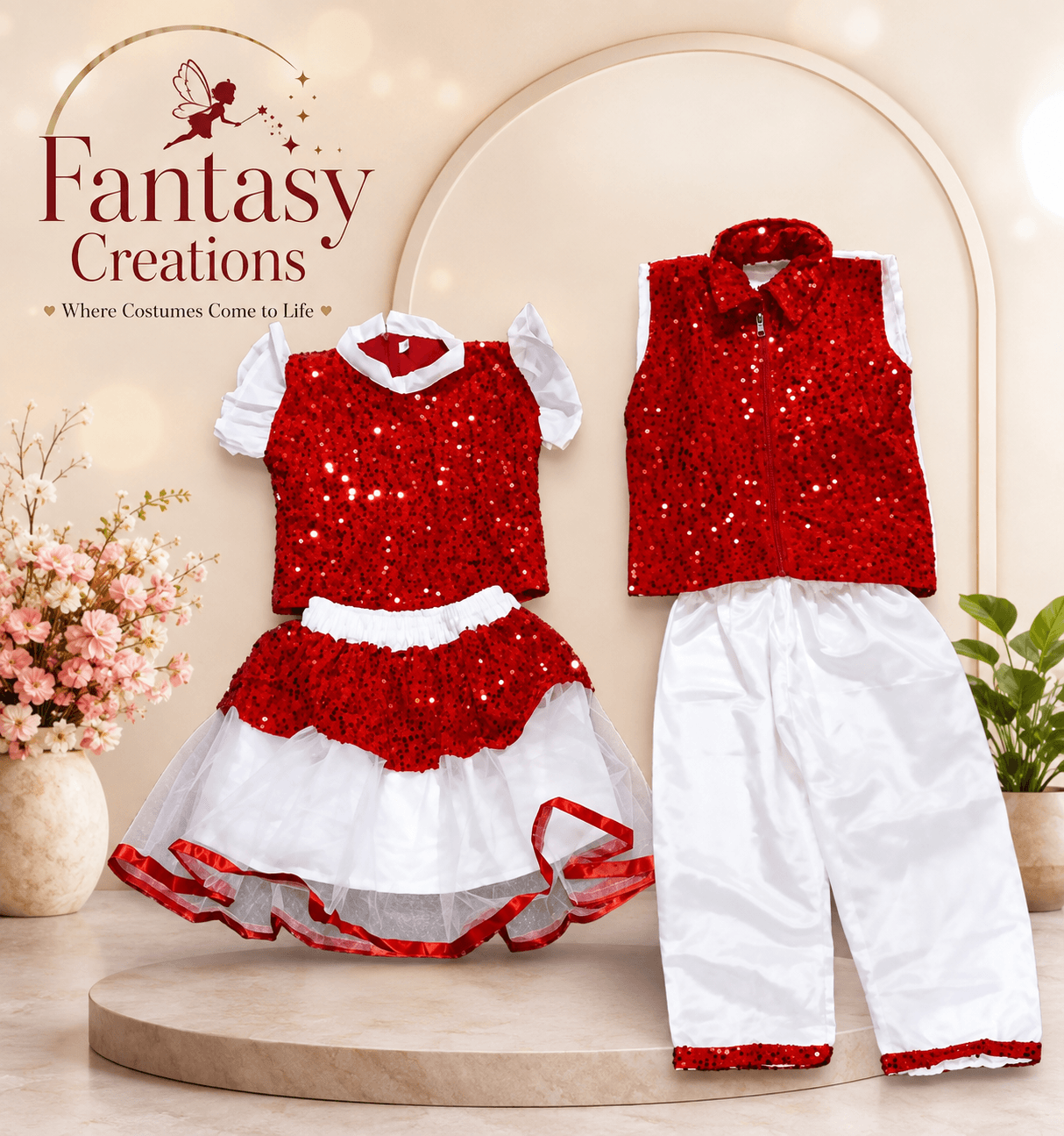 Red and white Sequined costume