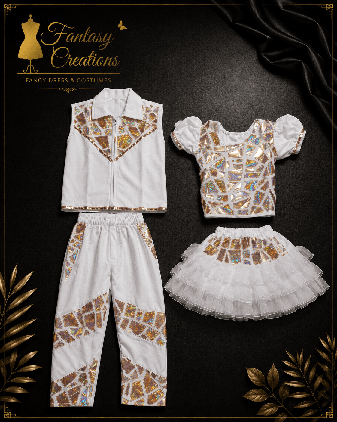White Mosaic girl and boy Dress