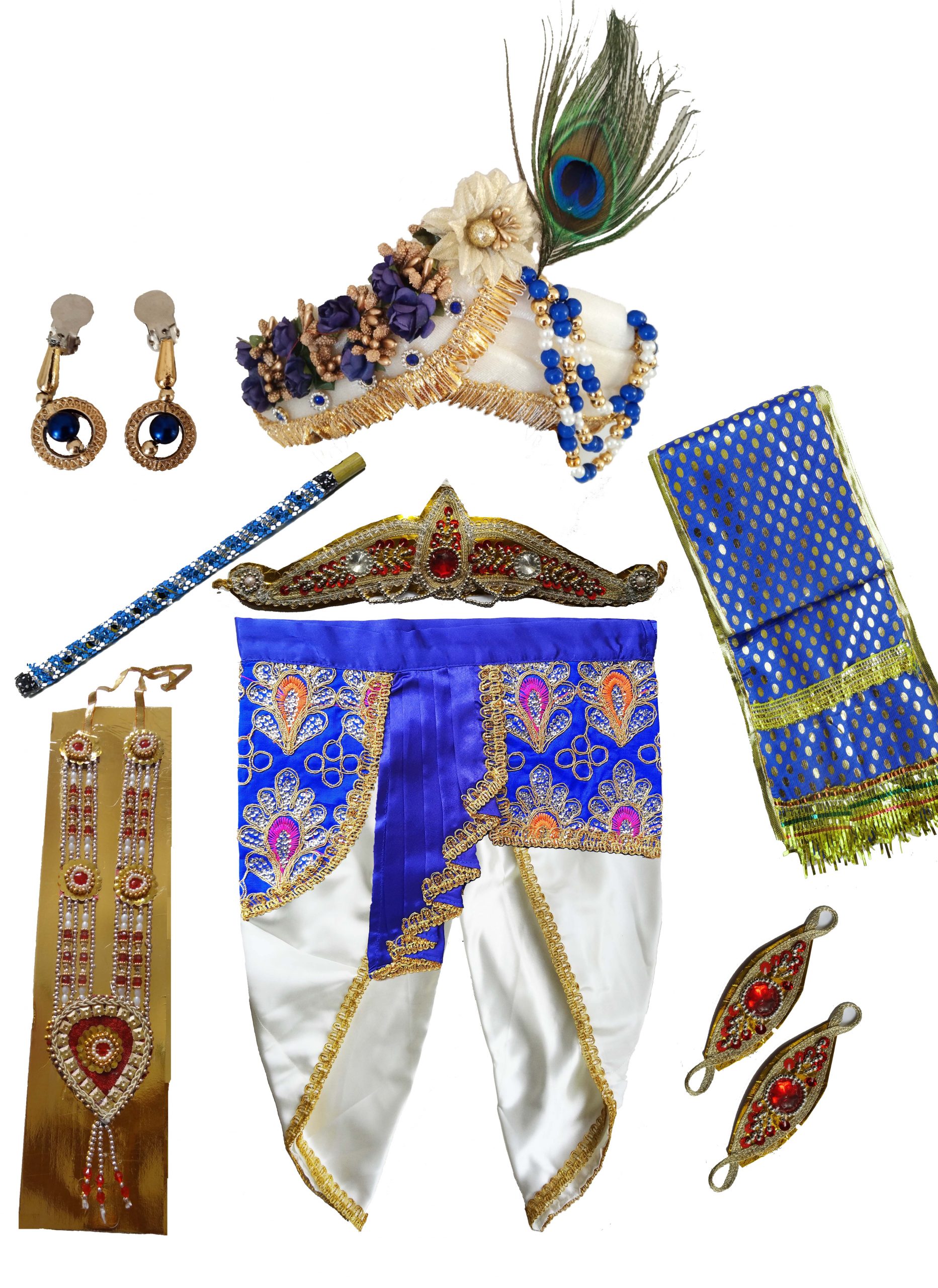Pakhi Little Krishna Set - Ivory and Royal Blue - Fresh with Pagdi