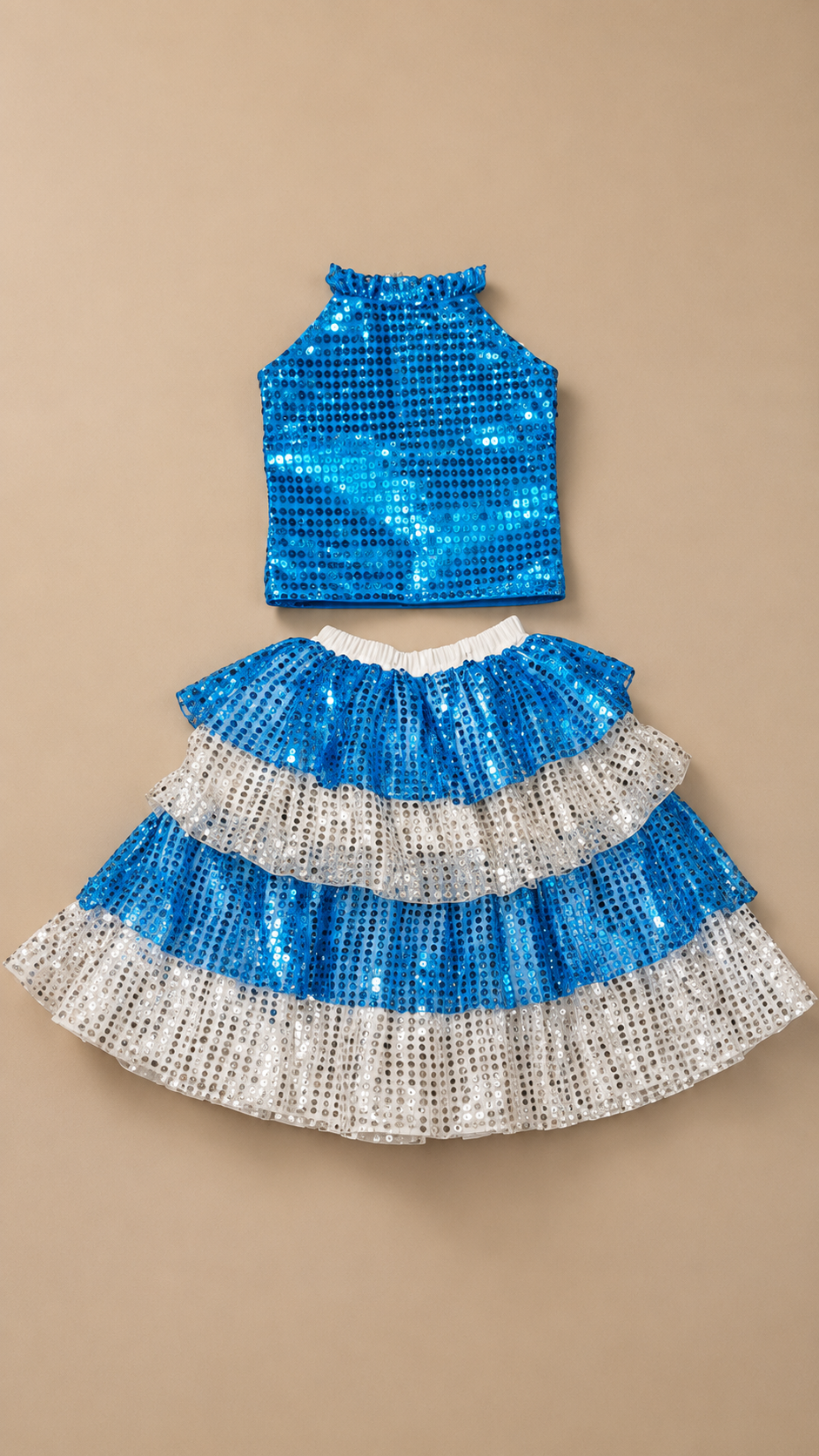 Blue Sequined skirt Top