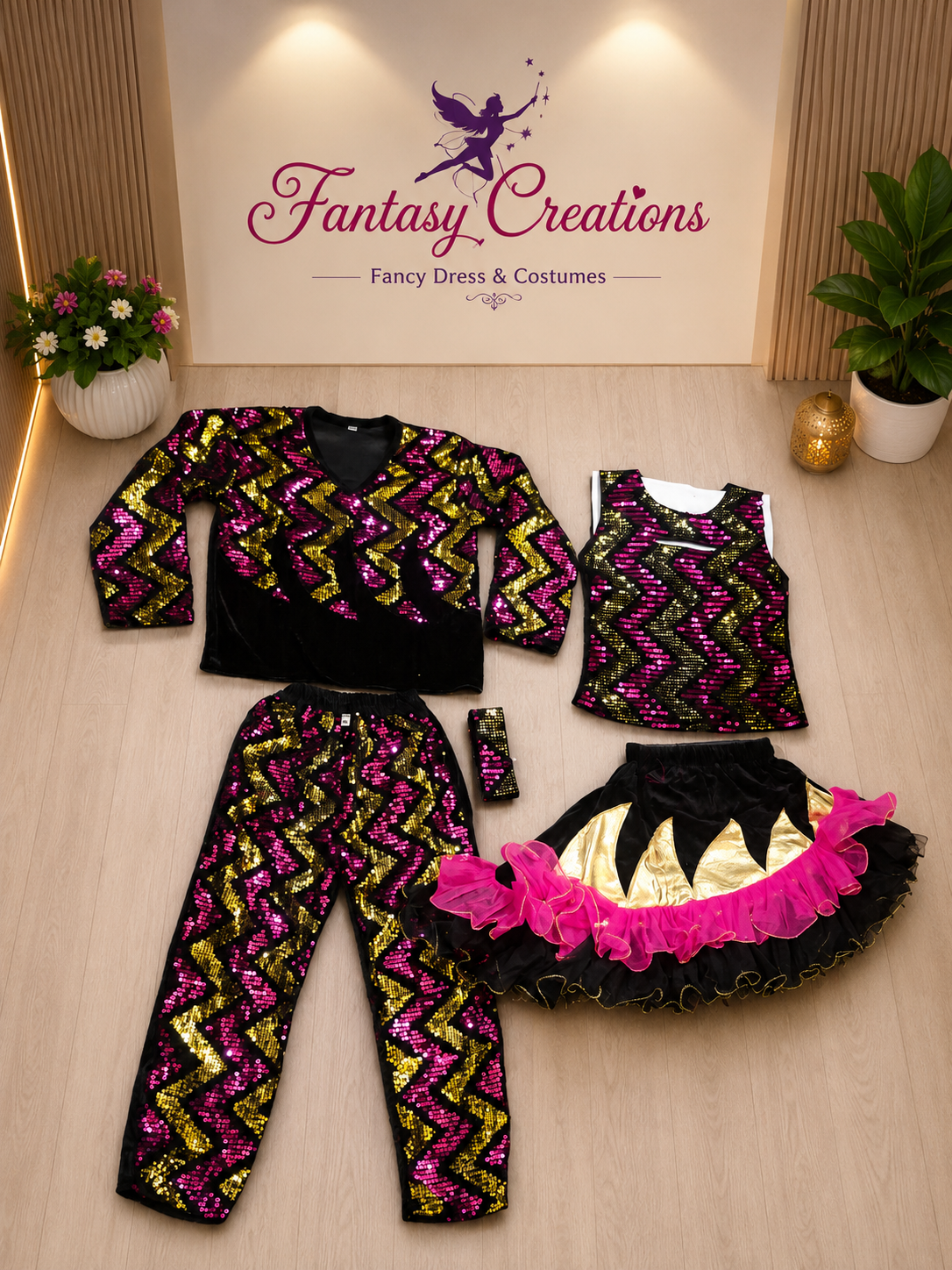 Pink Sequined Costume Set