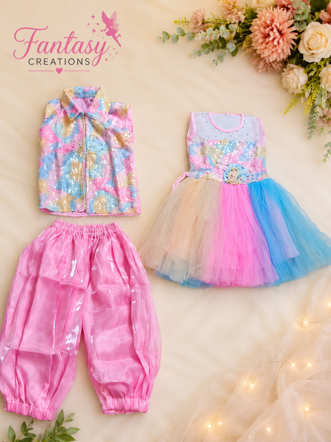 Pink Sleeveless Costume Set
