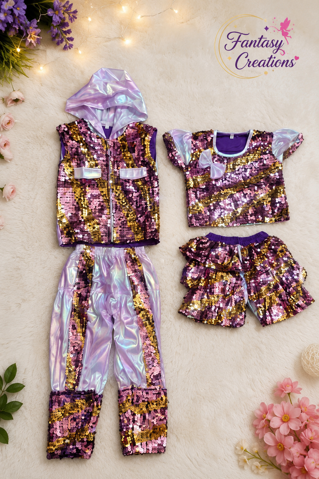 Purple Sequined Costume boy and girl dress