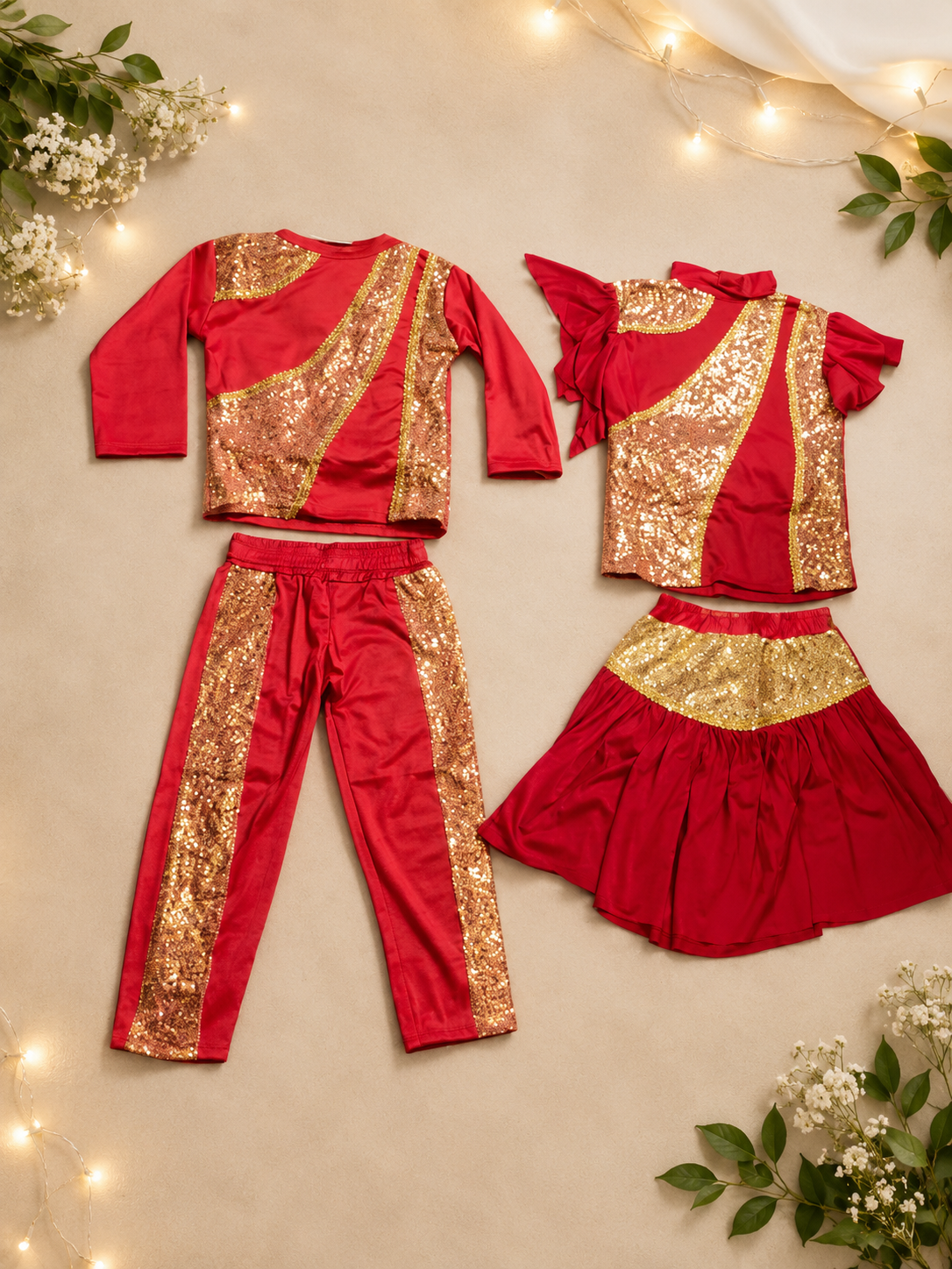 Red gold girl boy set