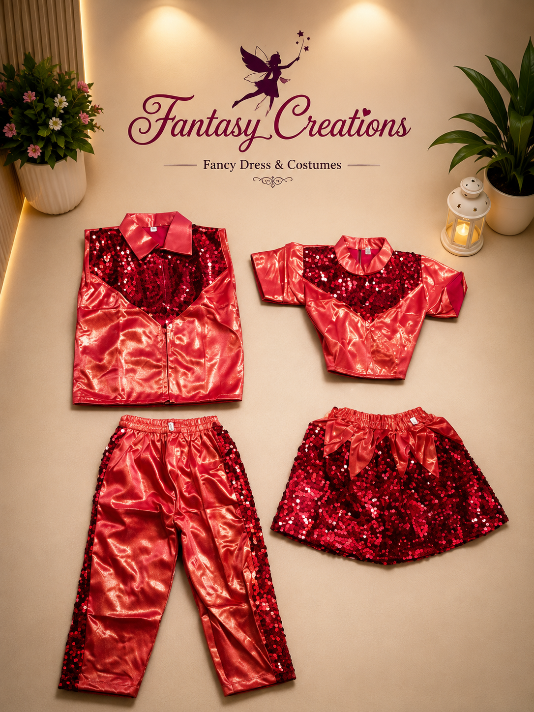 Red Sequined Costume Set