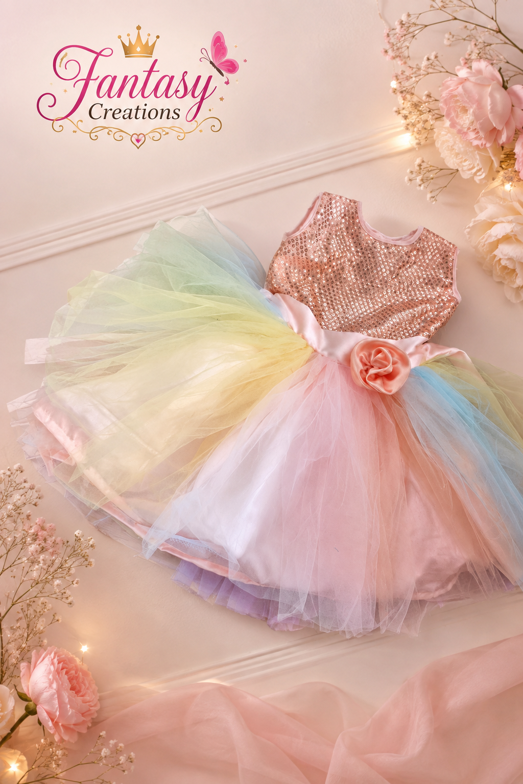 Rose Gold Sequined Tutu Dress