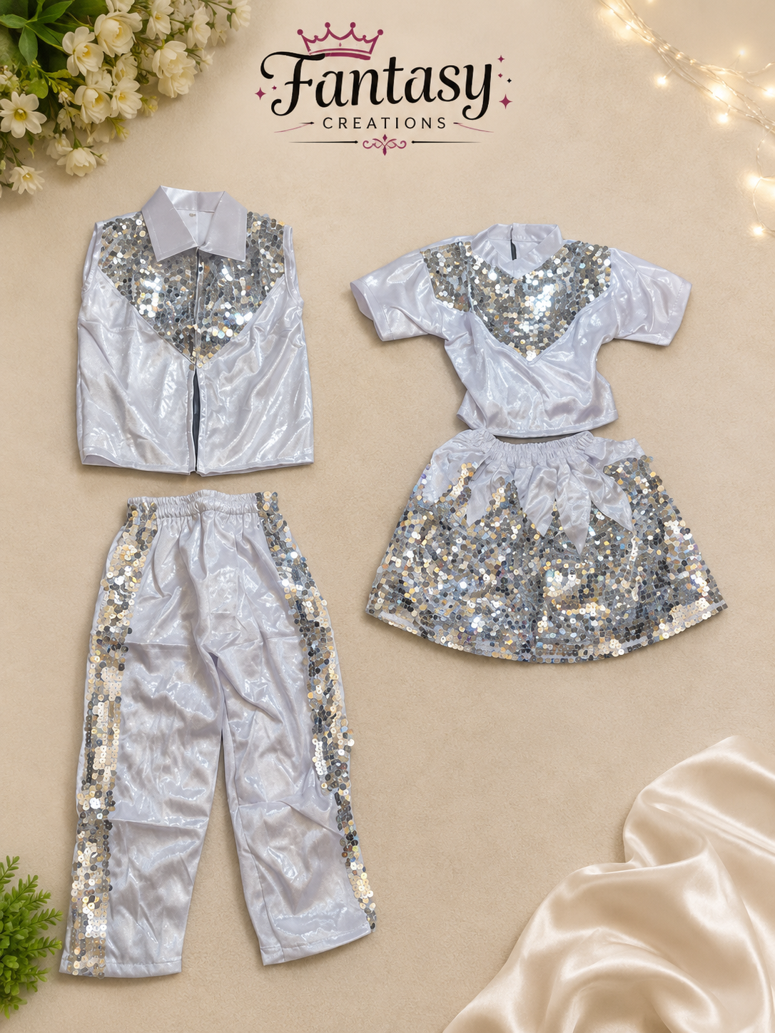 Silver Sequined boy and girl dress