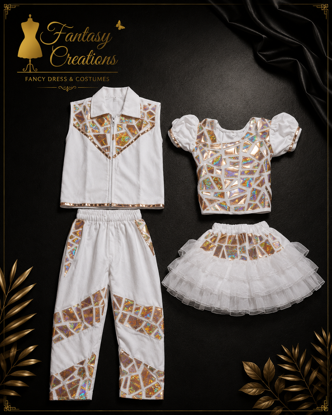 White Mosaic girl and boy Dress